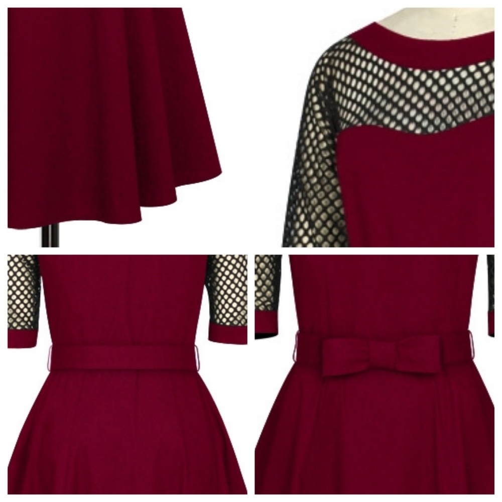 ❤️Plus Size Pin Up Long Sleeve Dress - Picture 6 of 8